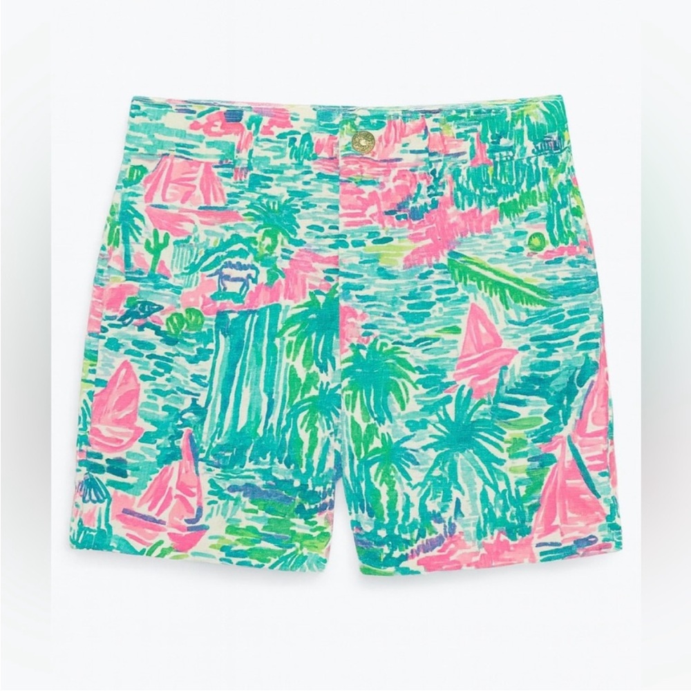 Lilly Pulitzer Pink Green Blue Tropical Print Boys Shorts